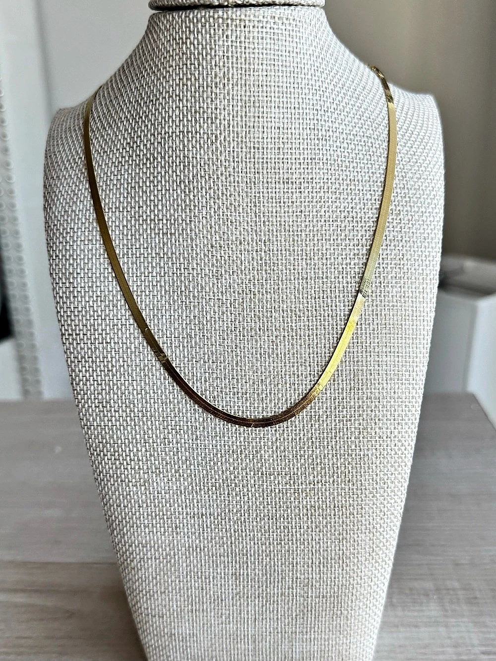 Baby Gold 14K Gold Thin Herringbone Necklace